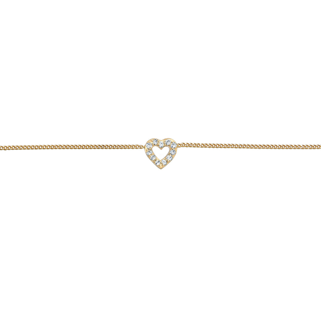 Gold Ladies Choker Heart Pendant Love with crystals in 925 sterling silver gold plated