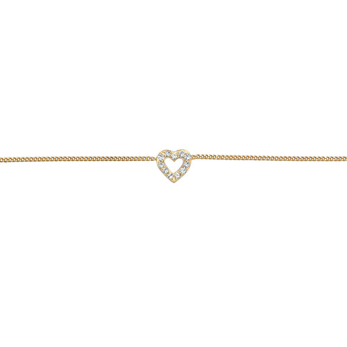 Gold Ladies Choker Heart Pendant Love with crystals in 925 sterling silver gold plated