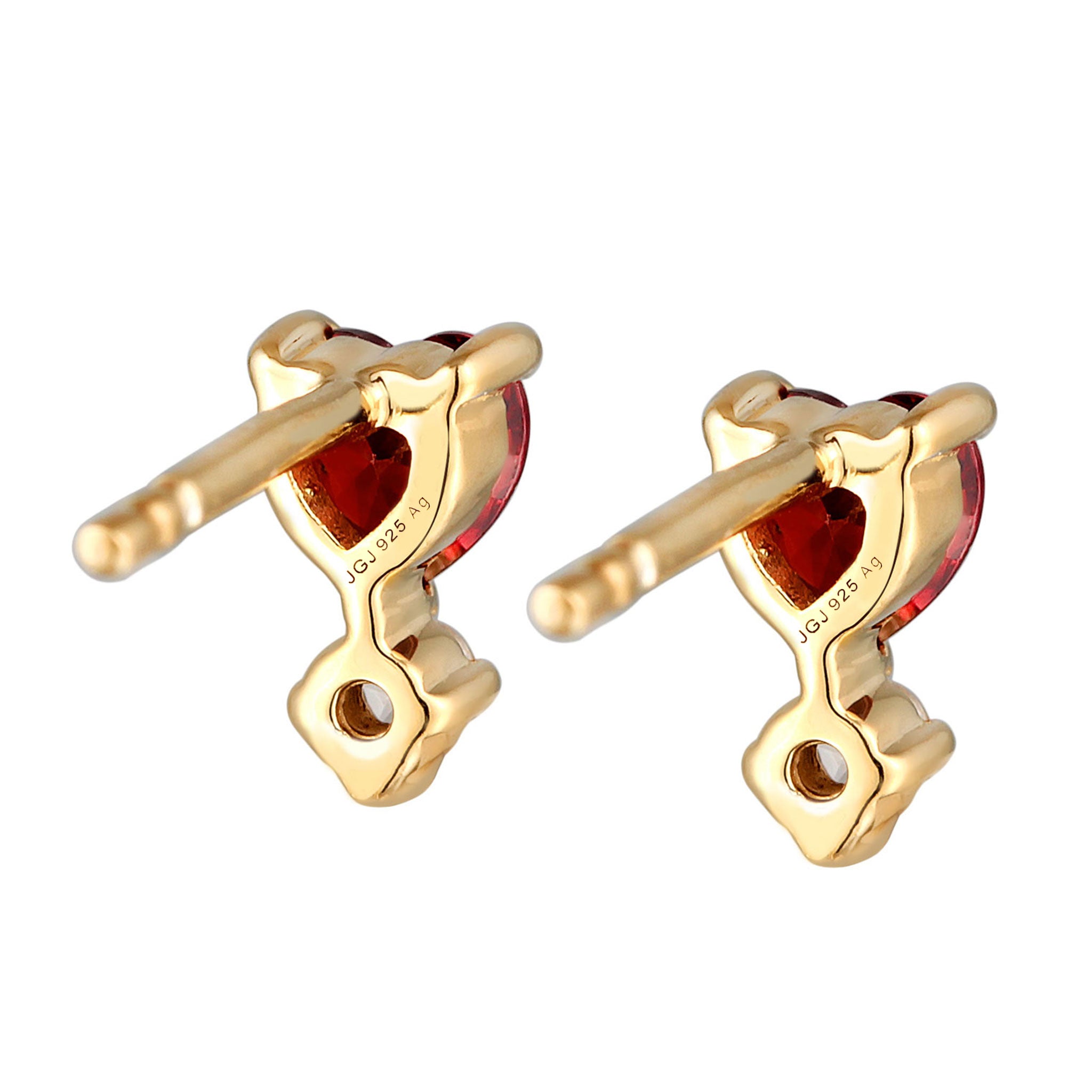 Gold Perhiasan Wanita Perak Asli - Silver Anting Stud Heart Motive Love Zirconia Lapis Emas