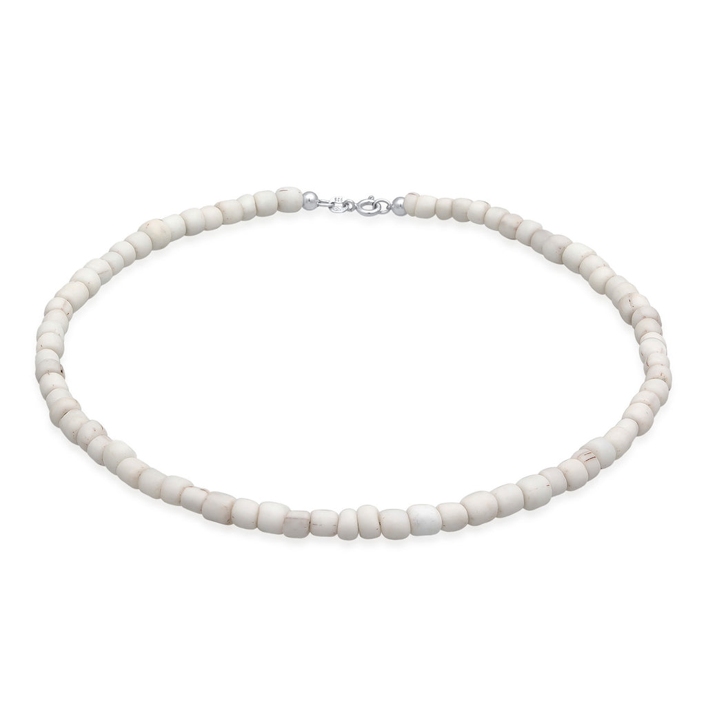 White Kalung Perhiasan Perak 925 Wanita Choker Trend Basic Glass Beads White