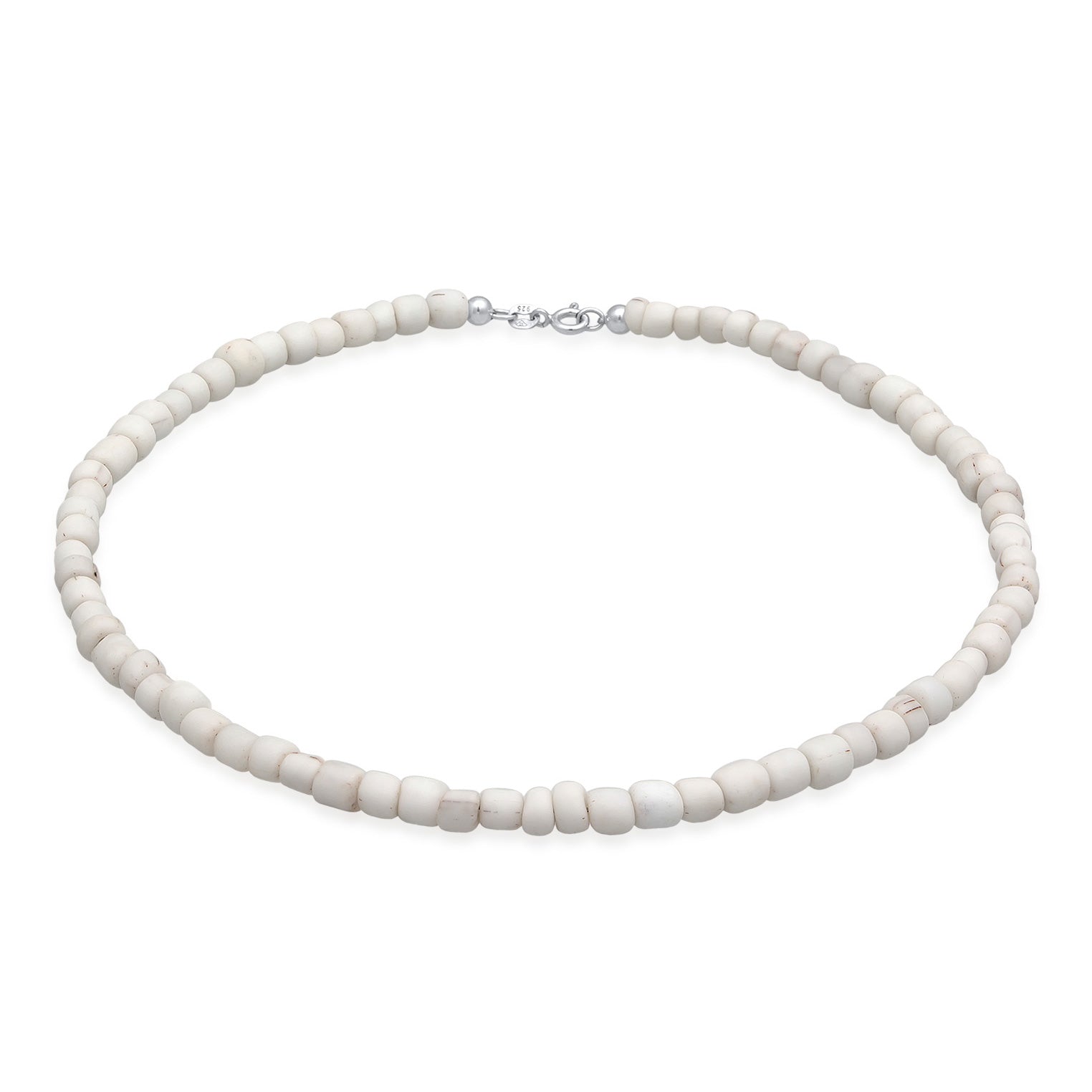 White Kalung Perhiasan Perak 925 Wanita Choker Trend Basic Glass Beads White