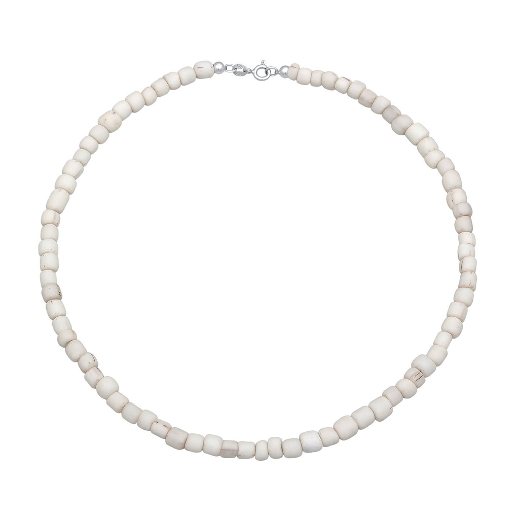 White Kalung Perhiasan Perak 925 Wanita Choker Trend Basic Glass Beads White