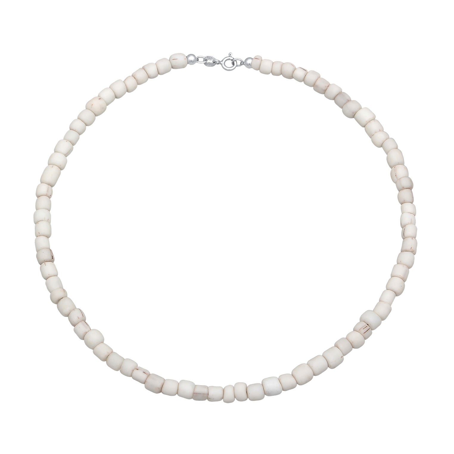 White Kalung Perhiasan Perak 925 Wanita Choker Trend Basic Glass Beads White