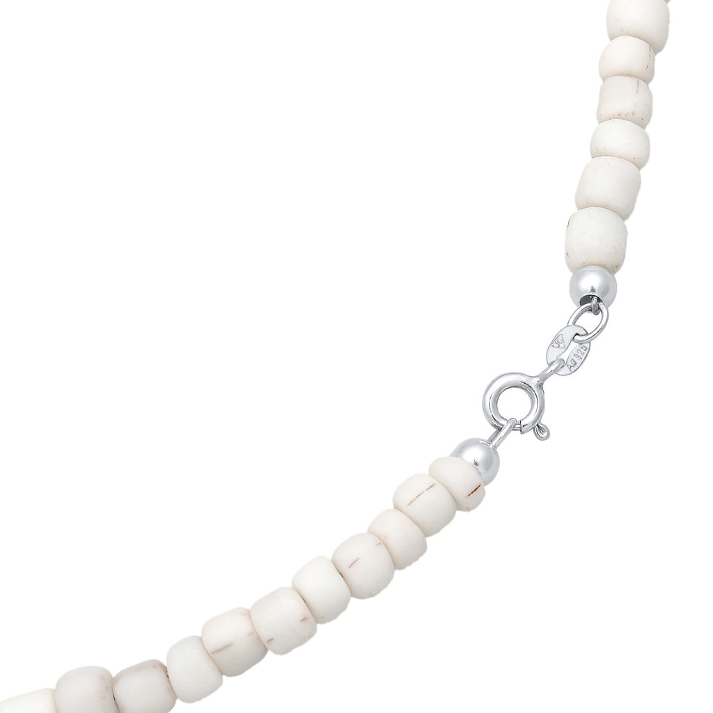 White Kalung Perhiasan Perak 925 Wanita Choker Trend Basic Glass Beads White