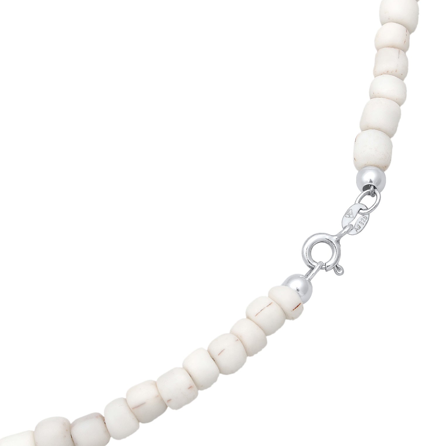 White Kalung Perhiasan Perak 925 Wanita Choker Trend Basic Glass Beads White