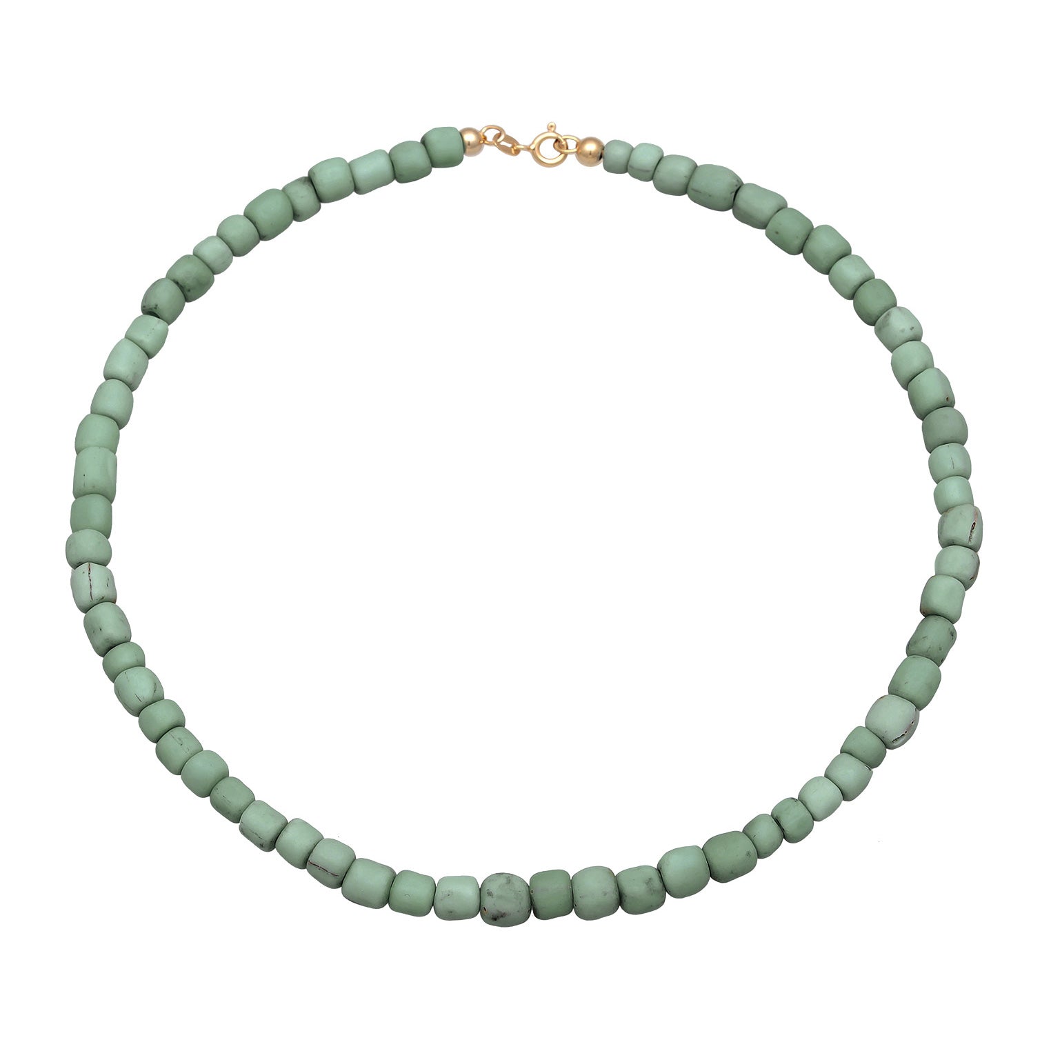 Light Blue Kalung Perhiasan Perak 925 Wanita Choker Trend Basic Glass Beads Green Gold Plated