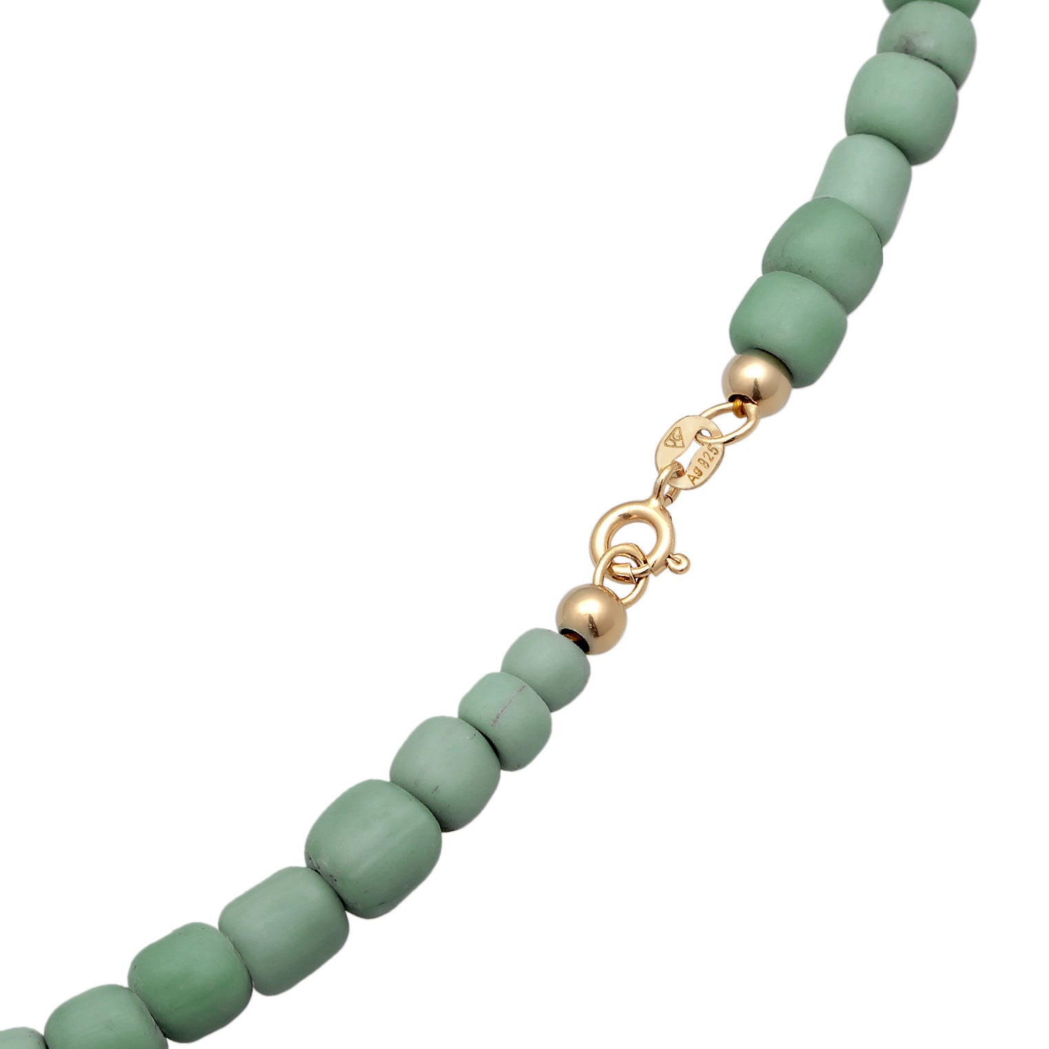 Light Blue Kalung Perhiasan Perak 925 Wanita Choker Trend Basic Glass Beads Green Gold Plated