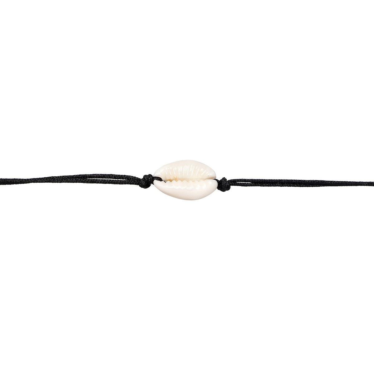 Black Necklace Choker Trend Nylon Kauri Shell In 925 Sterling Silver