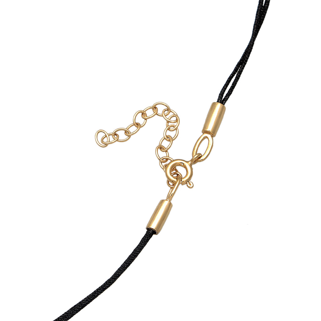 Black Necklace Choker Trend Nylon Kauri Shell In 925 Sterling Silver