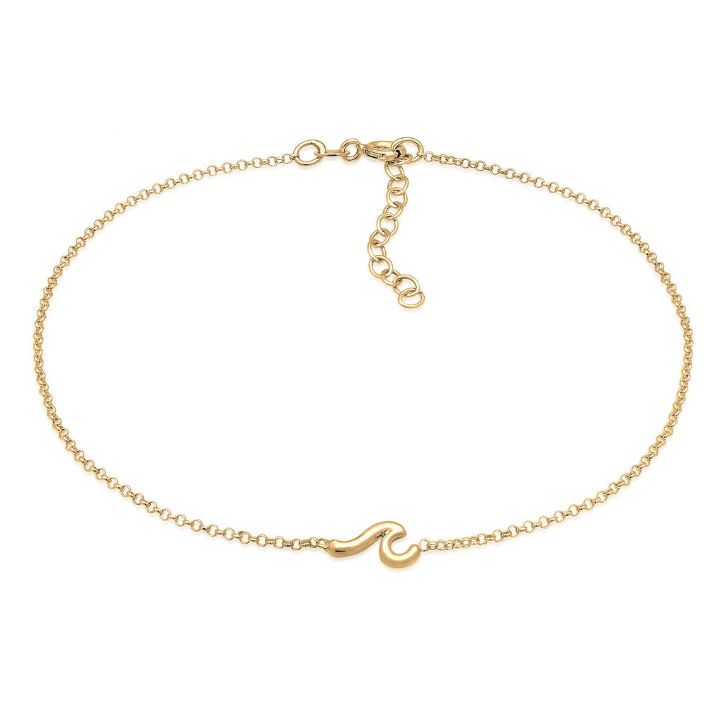 Gold Gelang Kaki Perhiasan Perak 925 Wanita Wave Maritime Basic Gold Plated