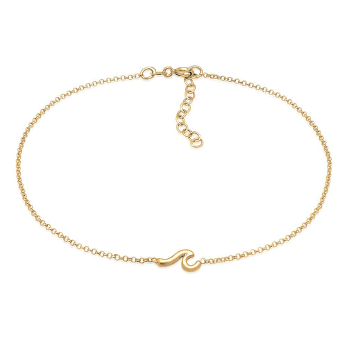 Gold Gelang Kaki Perhiasan Perak 925 Wanita Wave Maritime Basic Gold Plated