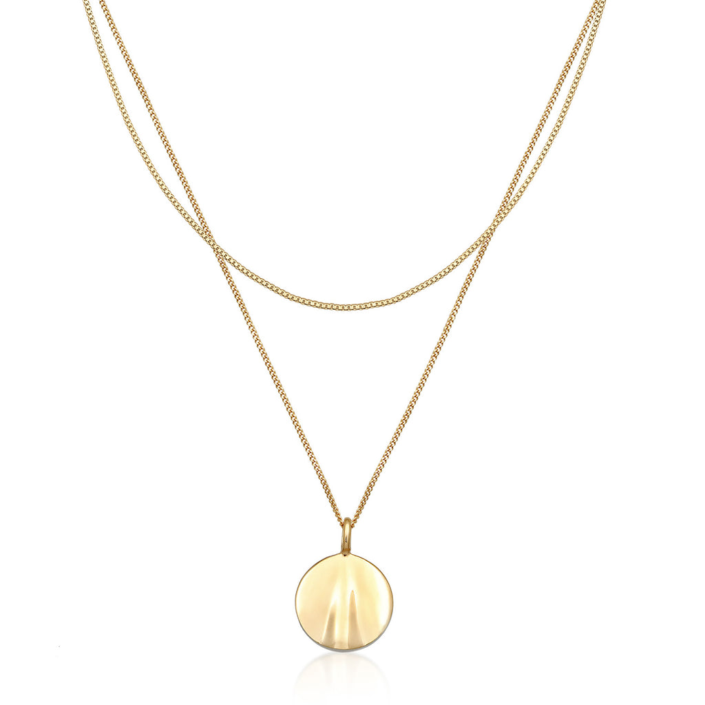 Kalung perak 925 lapis emas dengan liontin plate elegan Elli Jewelry