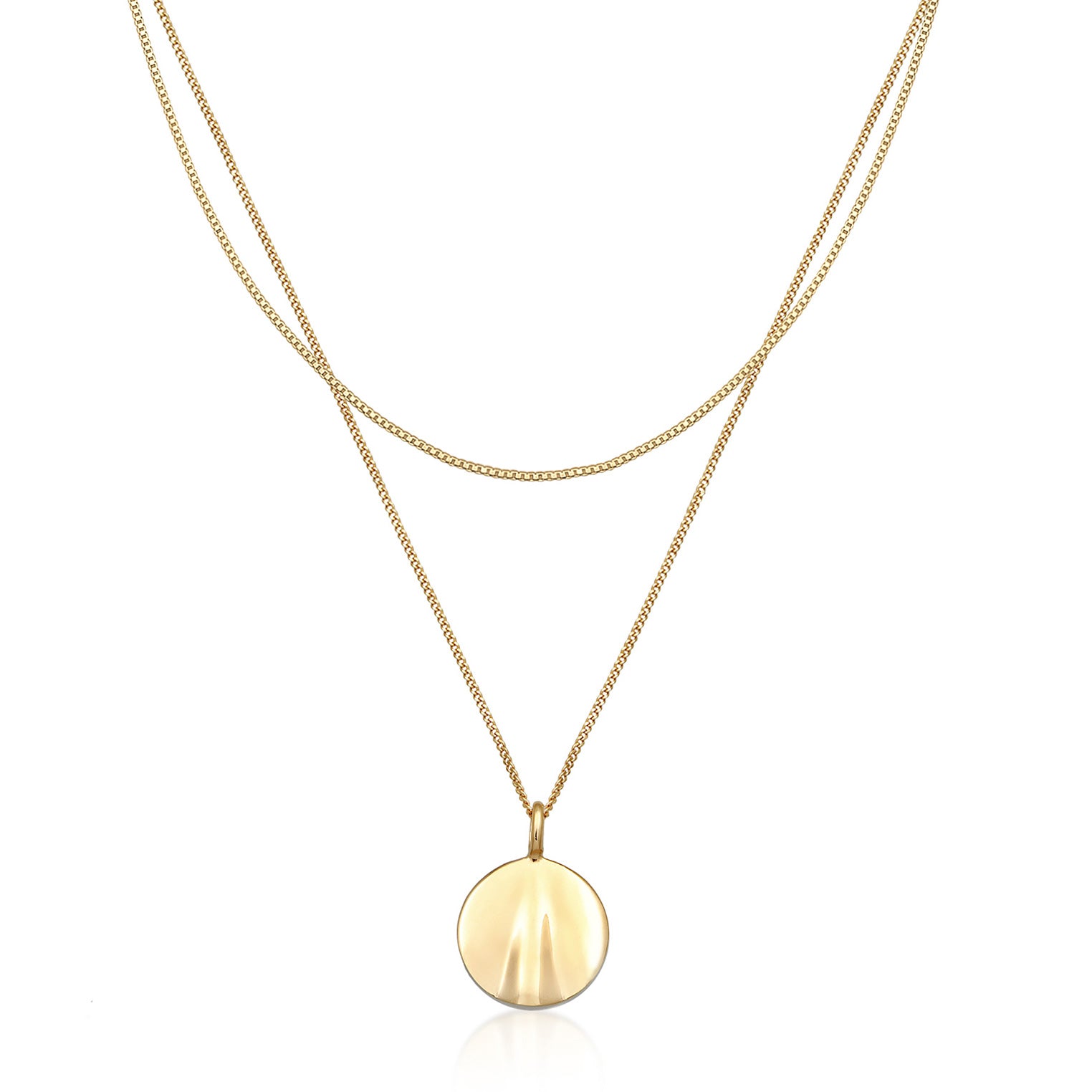 Kalung perak 925 lapis emas dengan liontin plate elegan Elli Jewelry