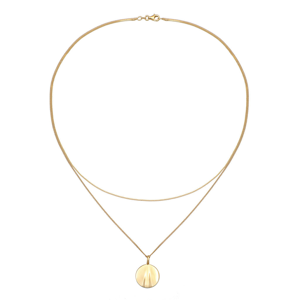 Kalung perak 925 lapis emas dengan liontin plate elegan Elli Jewelry