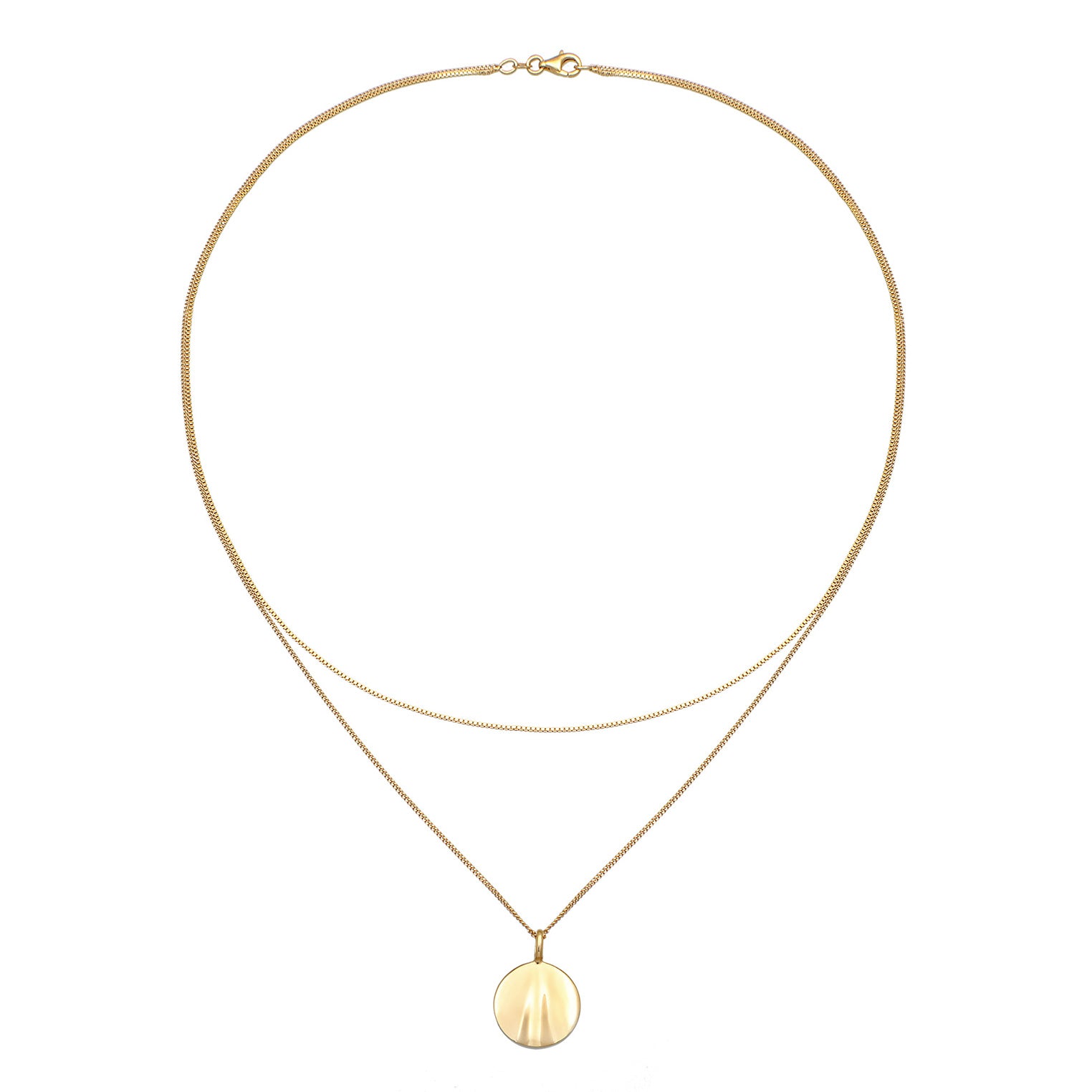 Kalung perak 925 lapis emas dengan liontin plate elegan Elli Jewelry