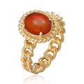 Orange - Elli PREMIUM | Carnelian Cabochon Ring 925 Silver Gold Plated