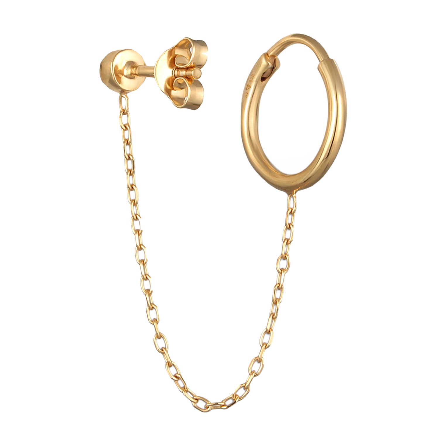 Gold Perhiasan Wanita Perak Asli - Silver Anting Creole Piercing 2-Hole Crystal Lapis Emas