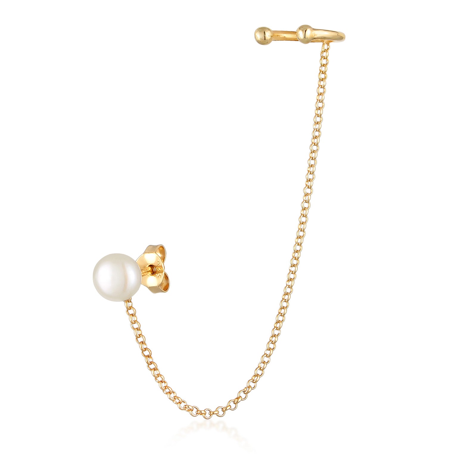 Gold Perhiasan Wanita Perak Asli - Silver Anting Earcuff Ear Clamp Freshwater Pearl Lapis Emas