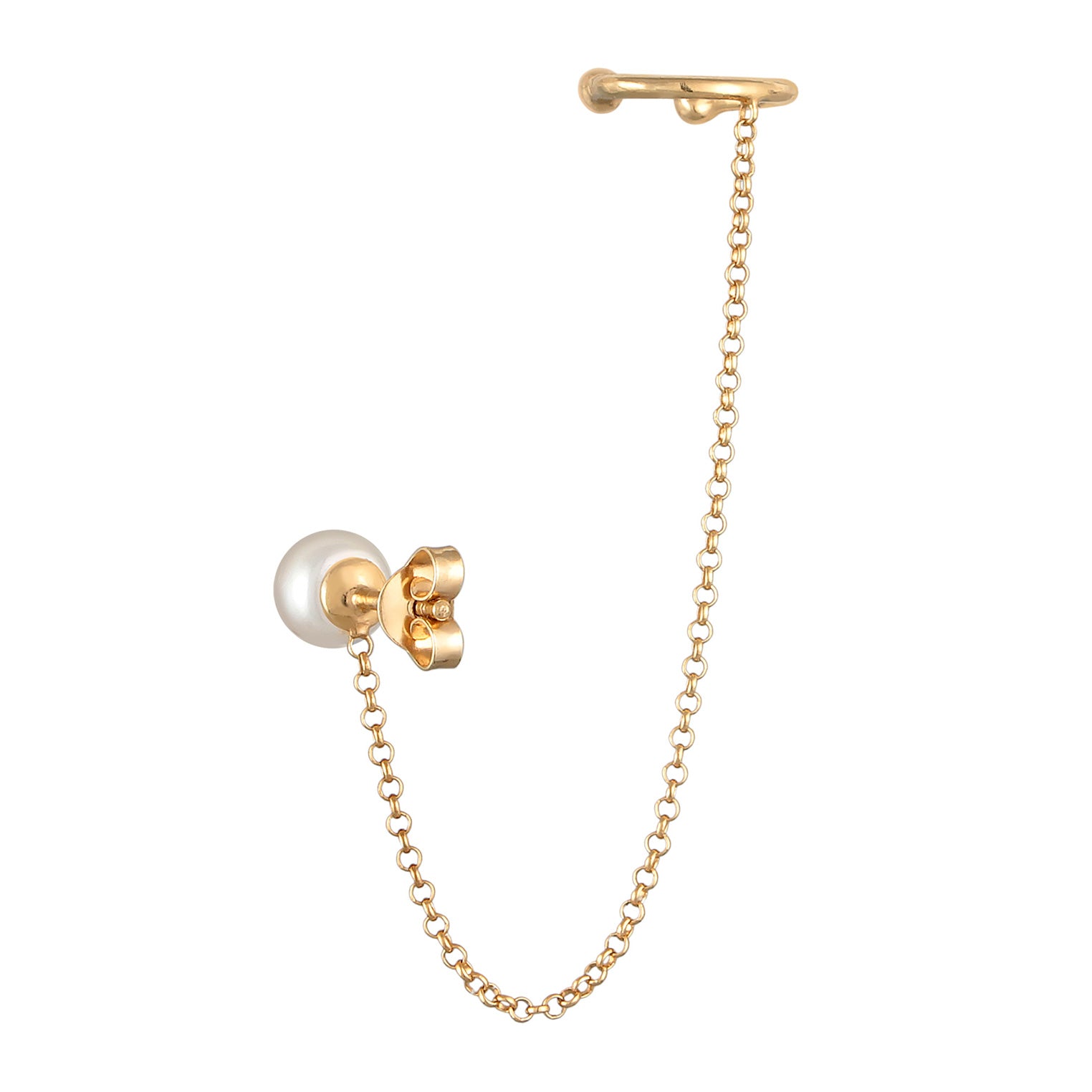 Gold Perhiasan Wanita Perak Asli - Silver Anting Earcuff Ear Clamp Freshwater Pearl Lapis Emas