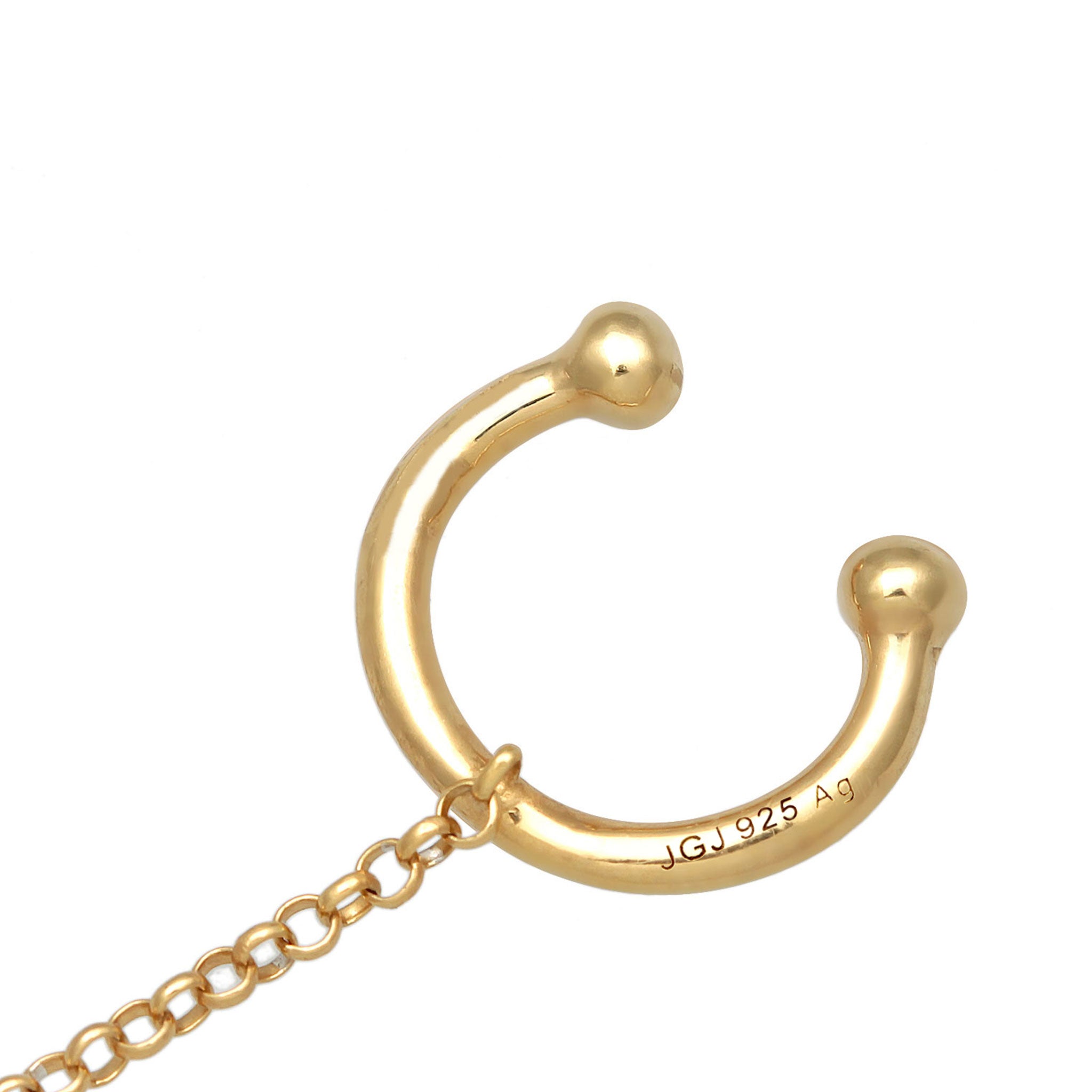 Gold Perhiasan Wanita Perak Asli - Silver Anting Earcuff Ear Clamp Freshwater Pearl Lapis Emas