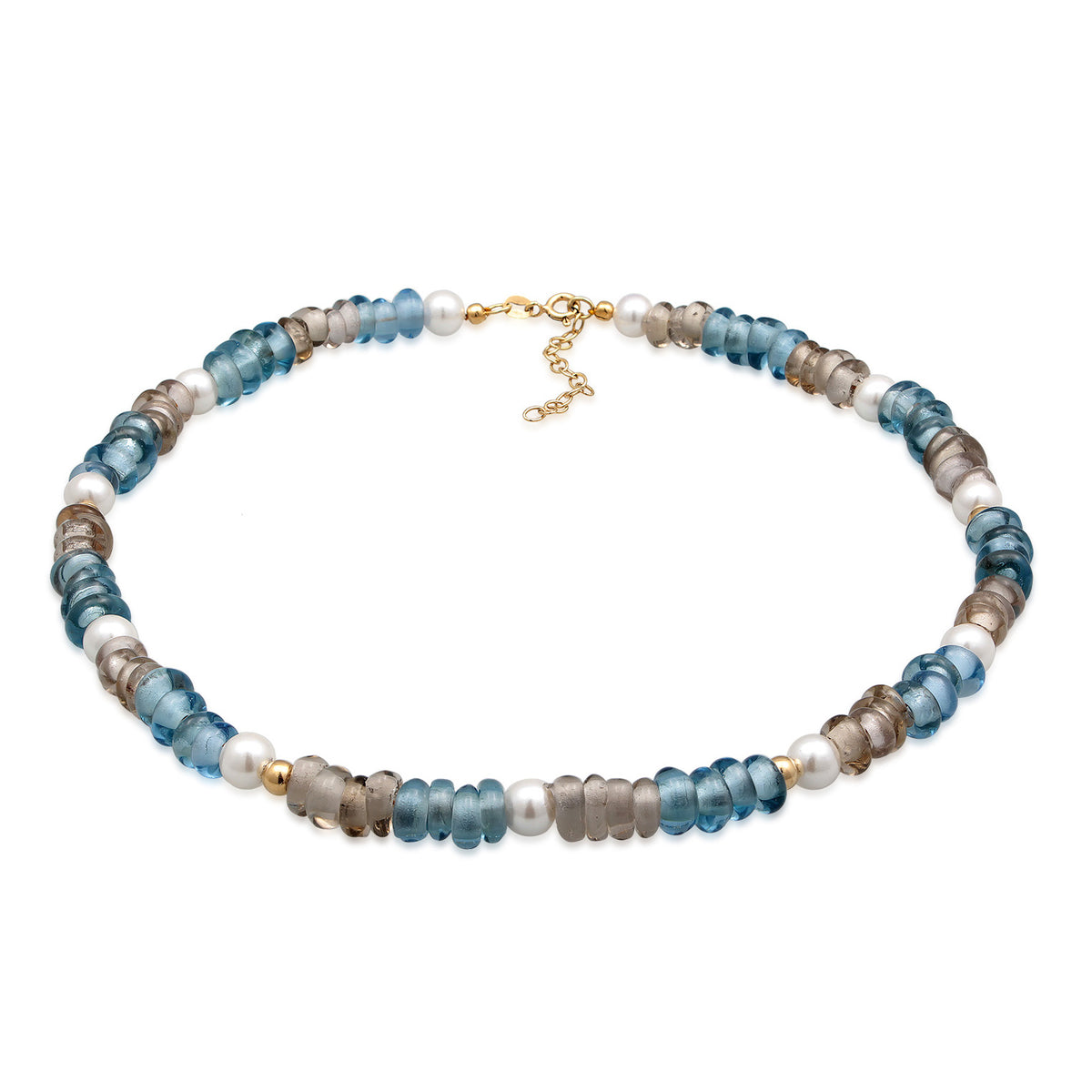 Ladies Choker Glass Beads Trend with shell core pearls in 925 sterling silver