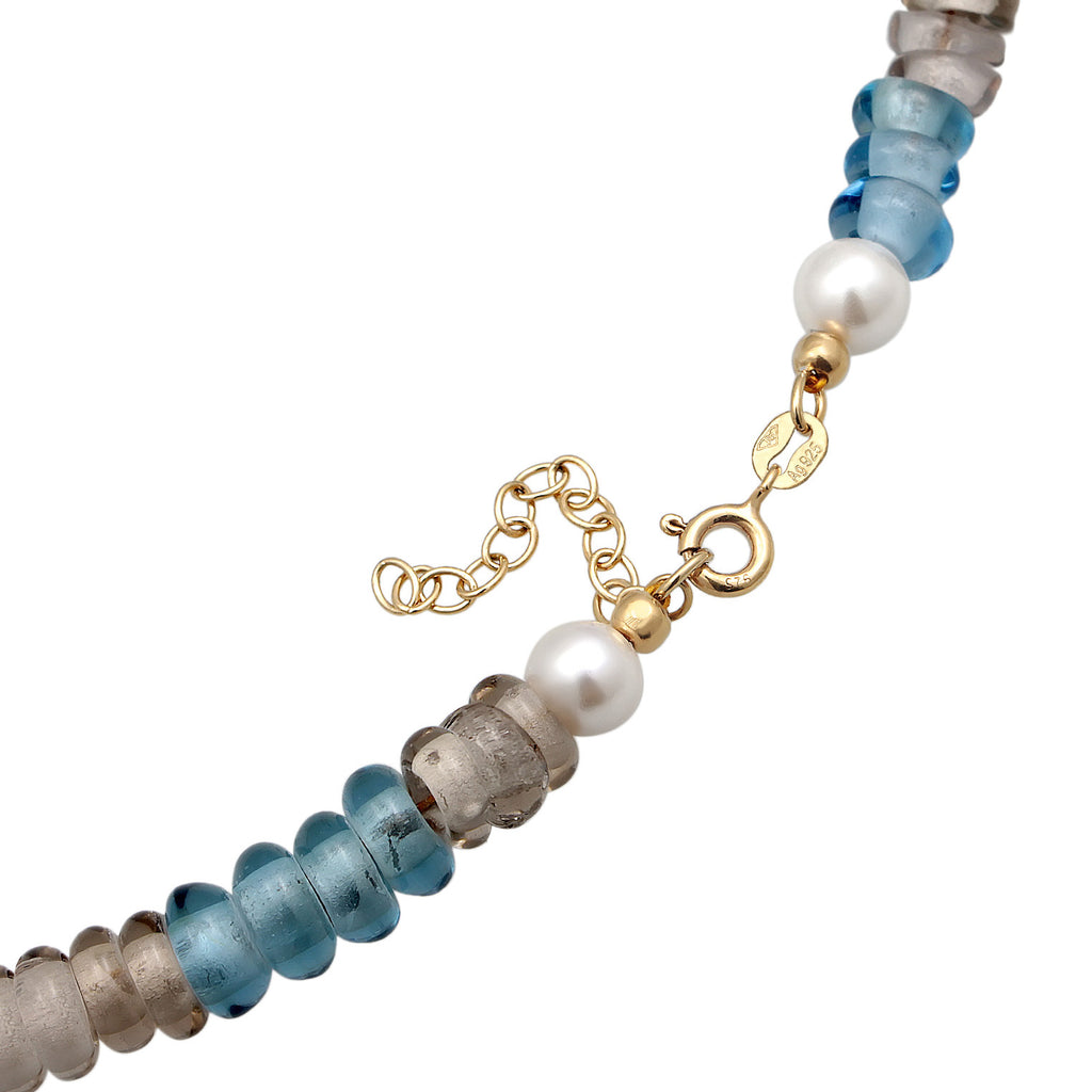 Ladies Choker Glass Beads Trend with shell core pearls in 925 sterling silver