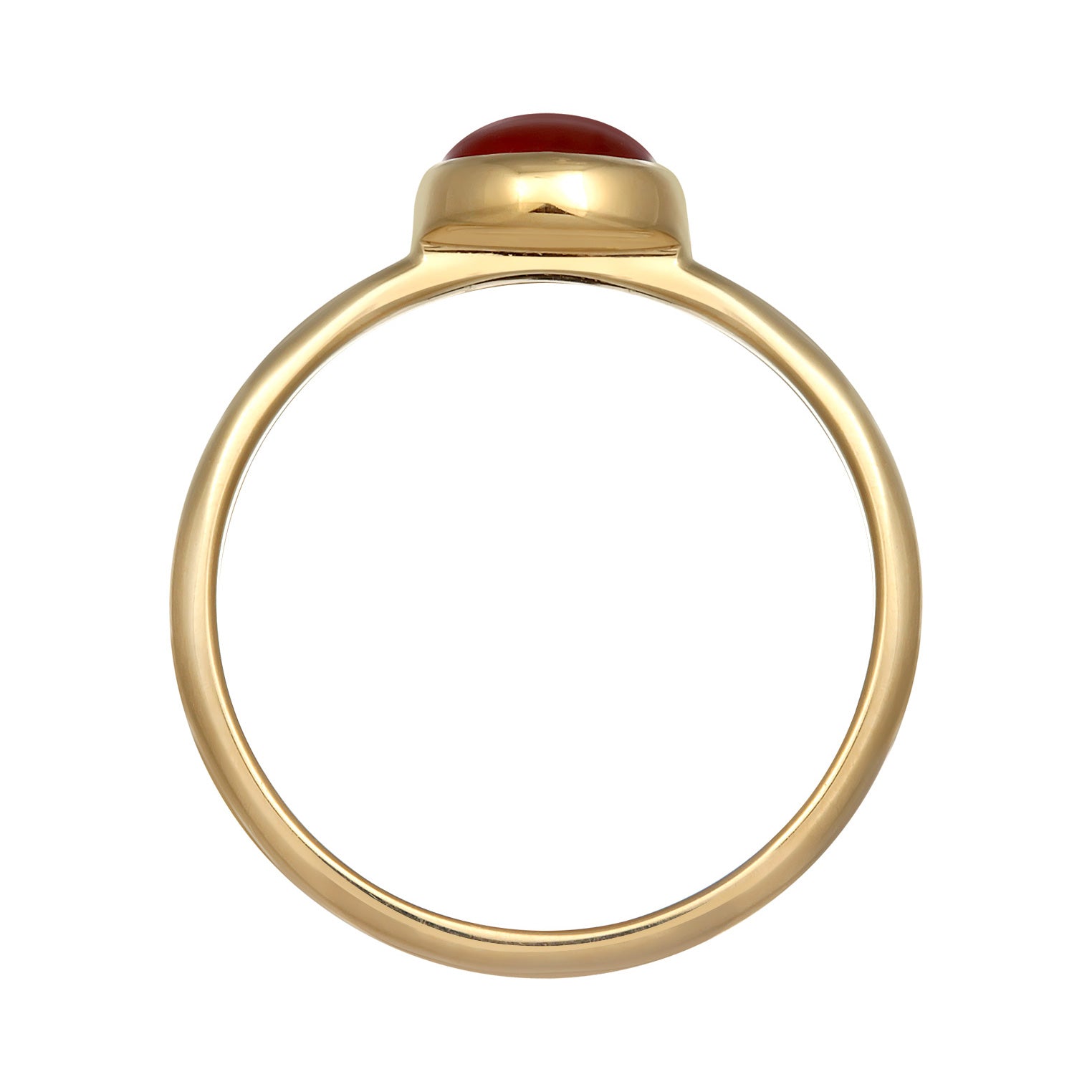Gold Cincin Perhiasan Perak 925 Wanita Solitaire Plain Carnelian Gold Plated