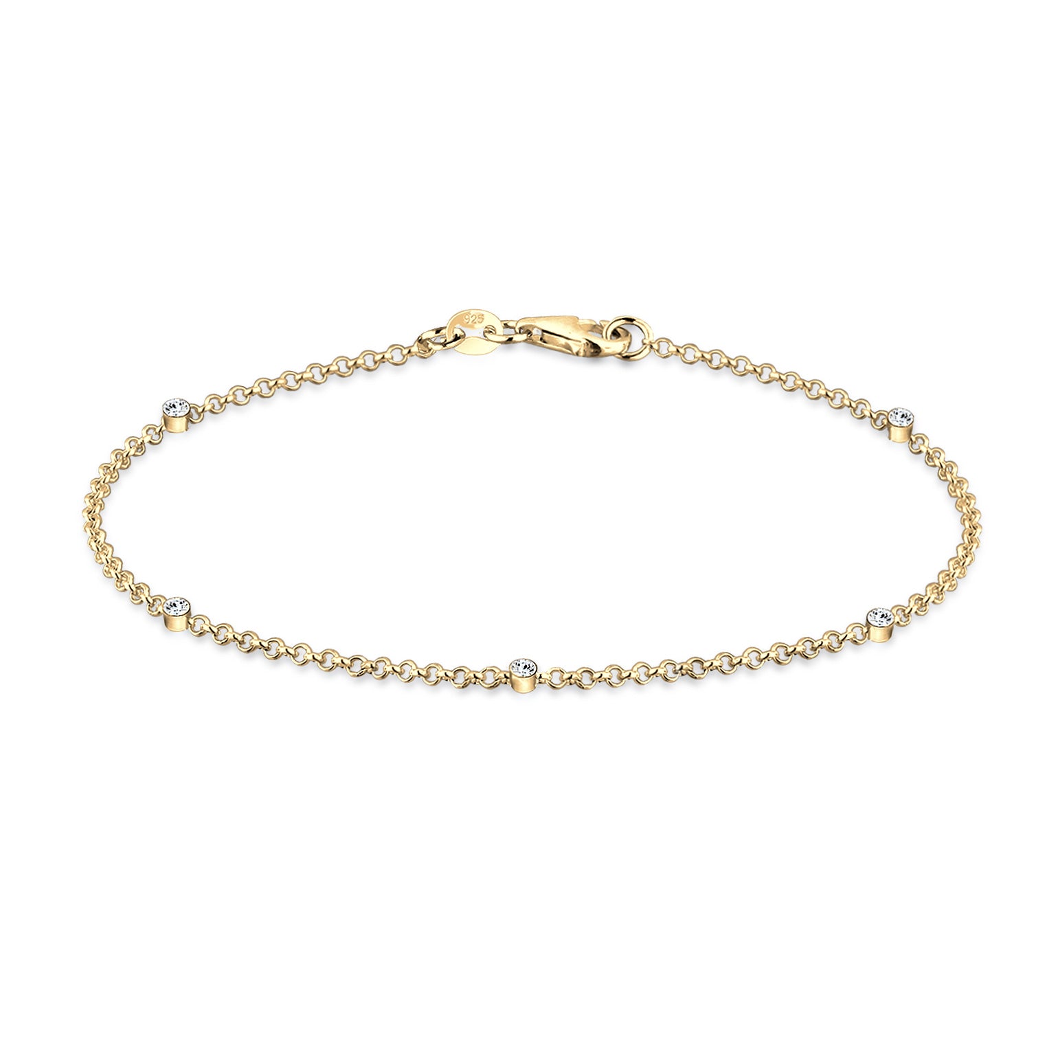 Gold Perhiasan Wanita Perak Asli - Silver Gelang Basic Filigree Combinable Crystals Gold Plated