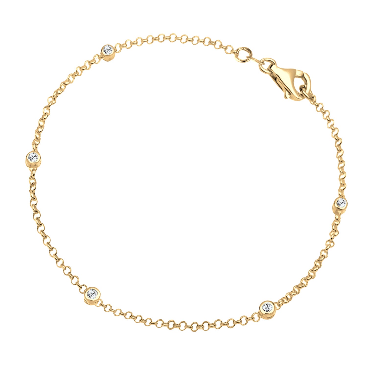 Gold Perhiasan Wanita Perak Asli - Silver Gelang Basic Filigree Combinable Crystals Gold Plated