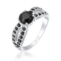 Black Cincin Perhiasan Perak 925 Wanita Glamour Princess Crystal Black