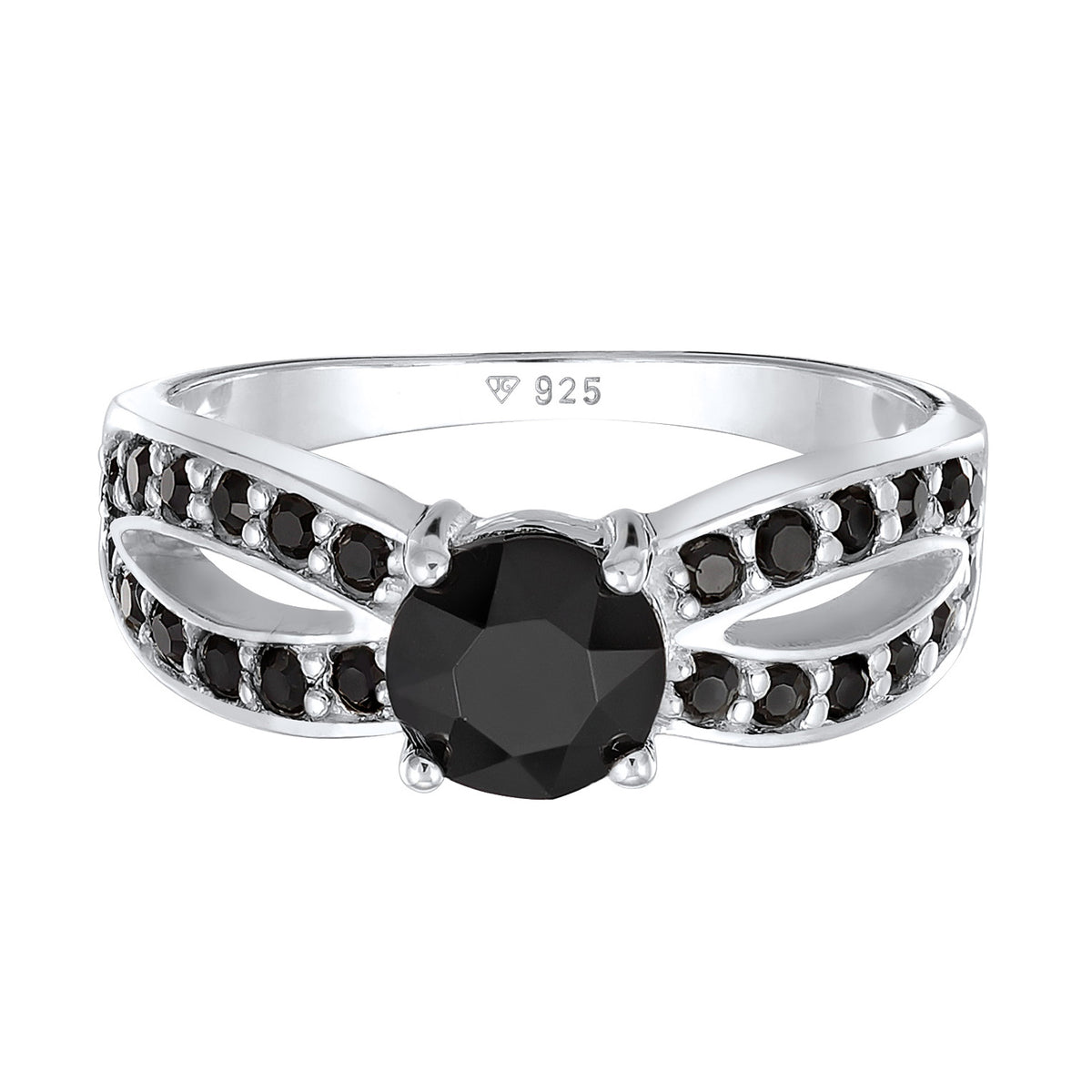 Black - Elli | Ring Solitaire Glamorous Black Embellished with Crystals by Swarovski® 925 Sterling Silver