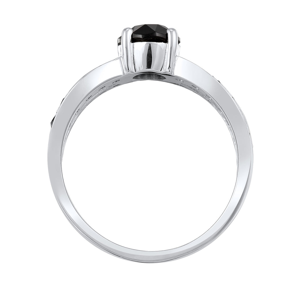 Black - Elli | Ring Solitaire Glamorous Black Embellished with Crystals by Swarovski® 925 Sterling Silver