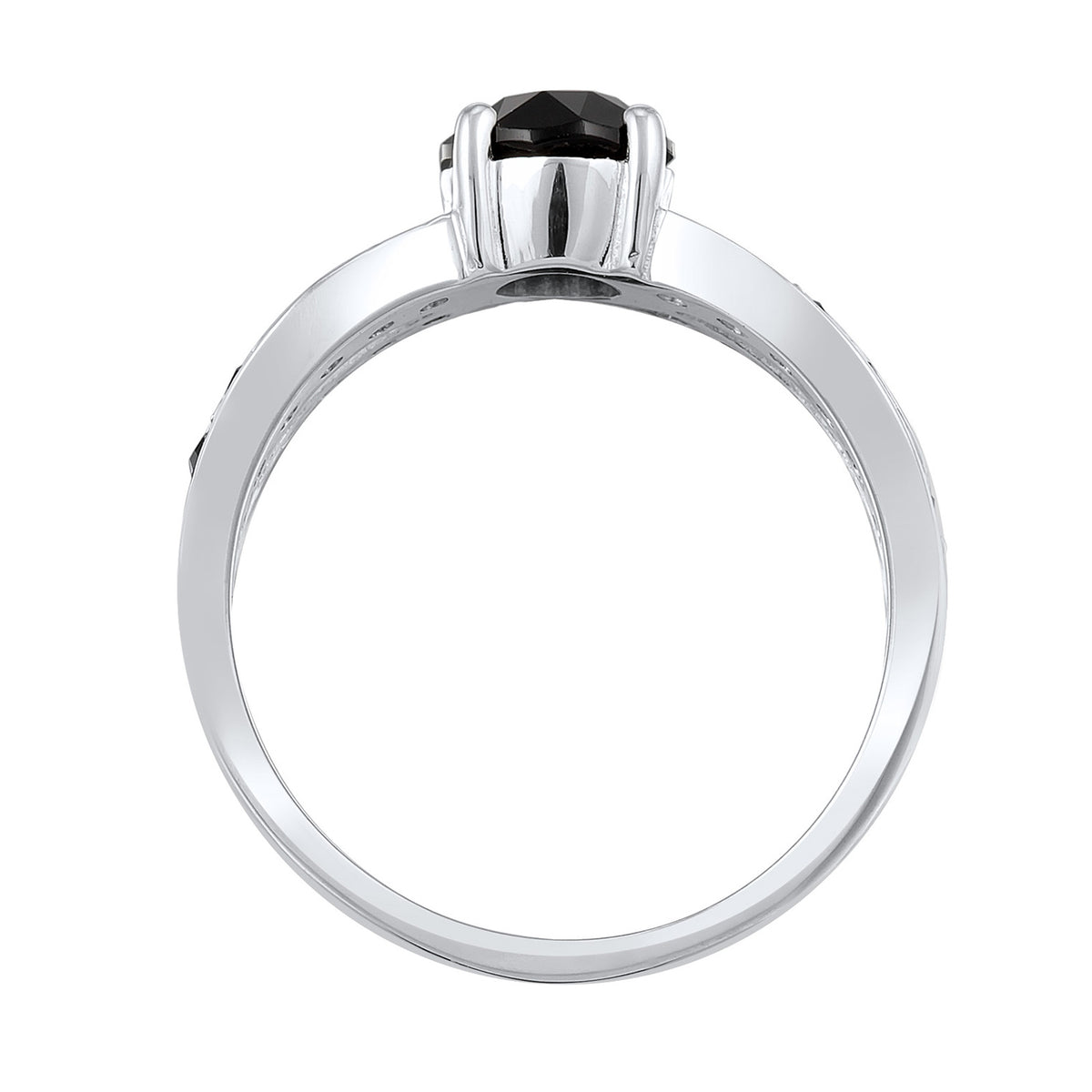 Black - Elli | Ring Solitaire Glamorous Black Embellished with Crystals by Swarovski® 925 Sterling Silver