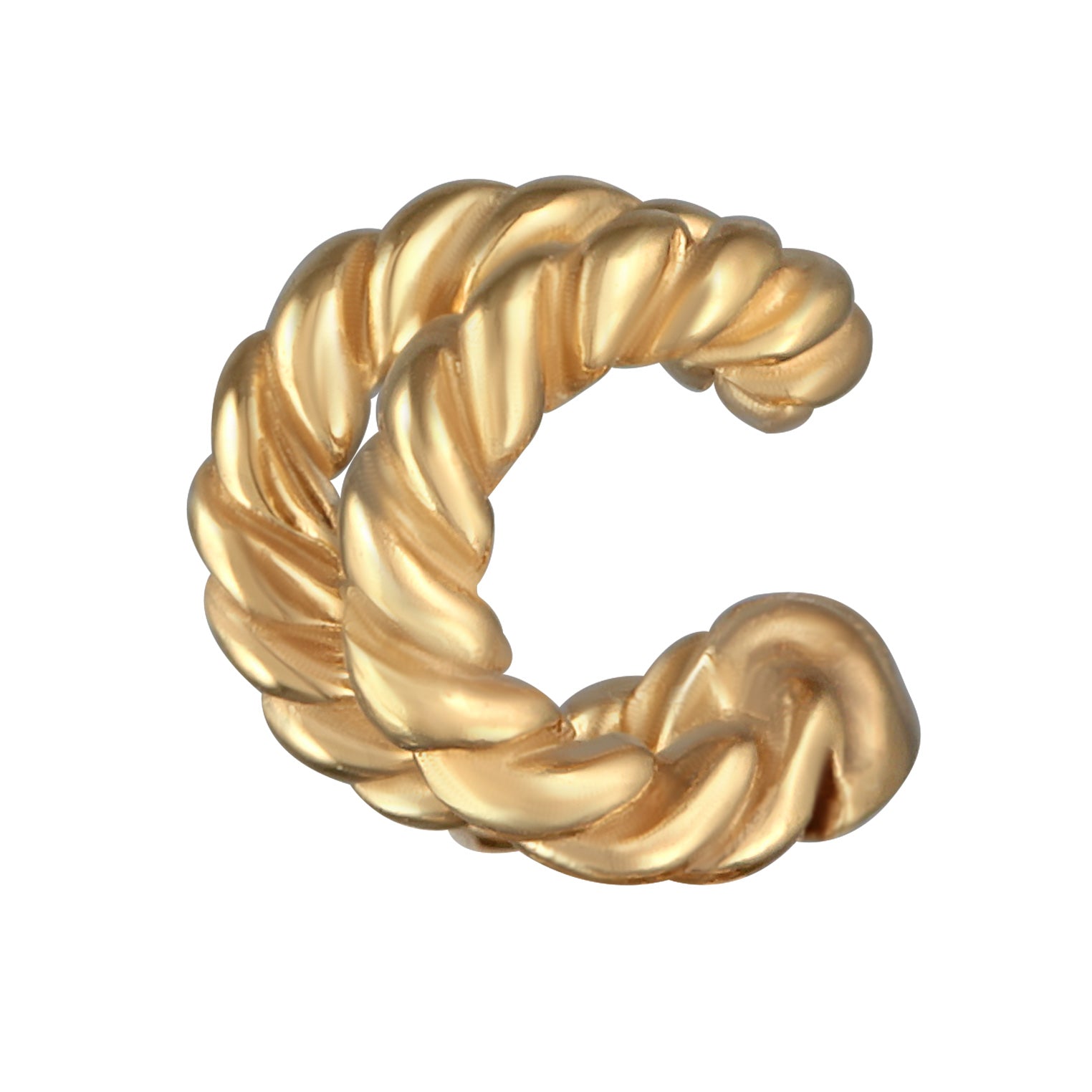 Gold Anting Perhiasan Perak 925 Wanita Single Earcuff Double Twisted Gold Plated