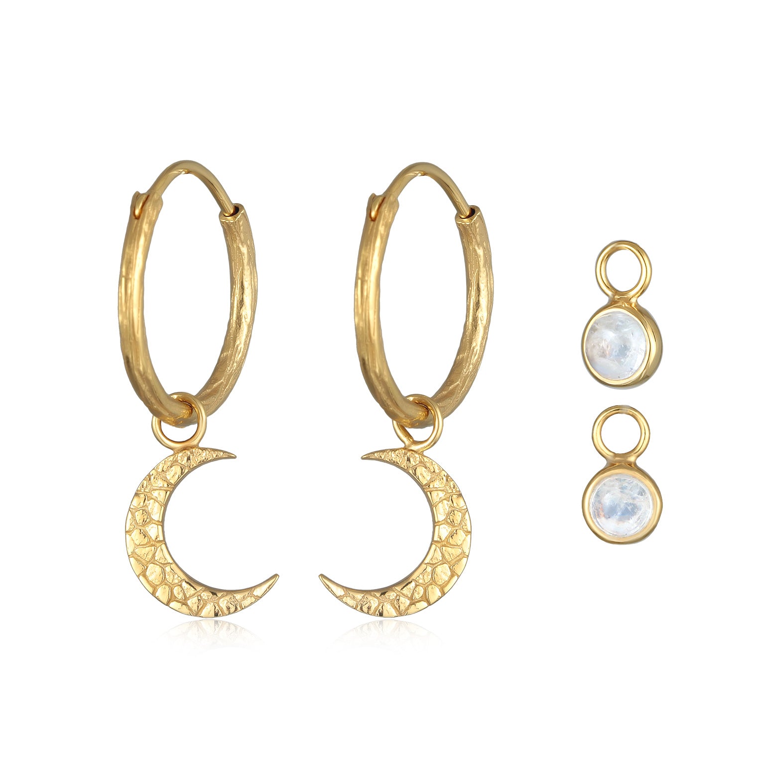 Anting perak 925 lapis emas dengan moonstone elegan Elli Jewelry