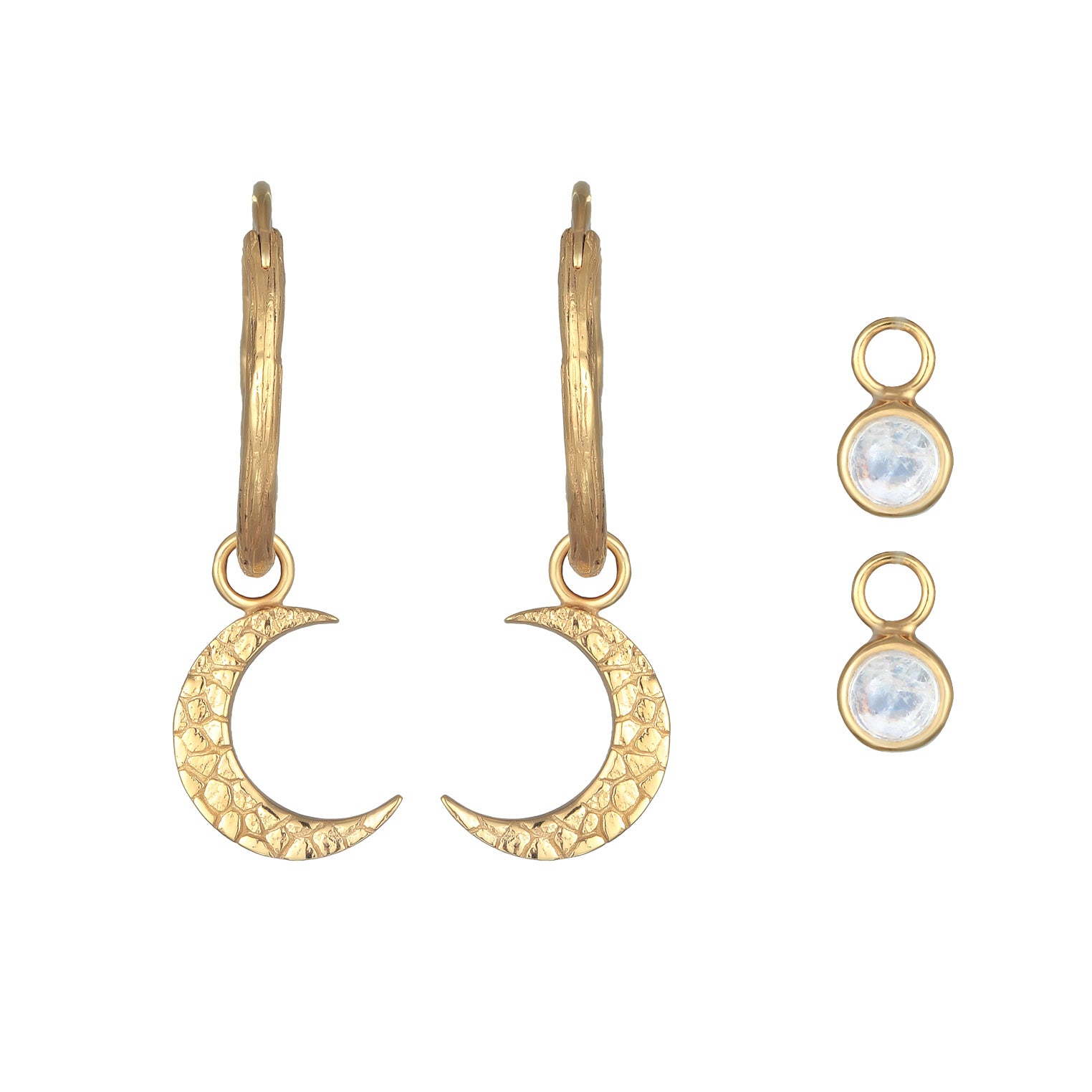Anting perak 925 lapis emas dengan moonstone elegan Elli Jewelry
