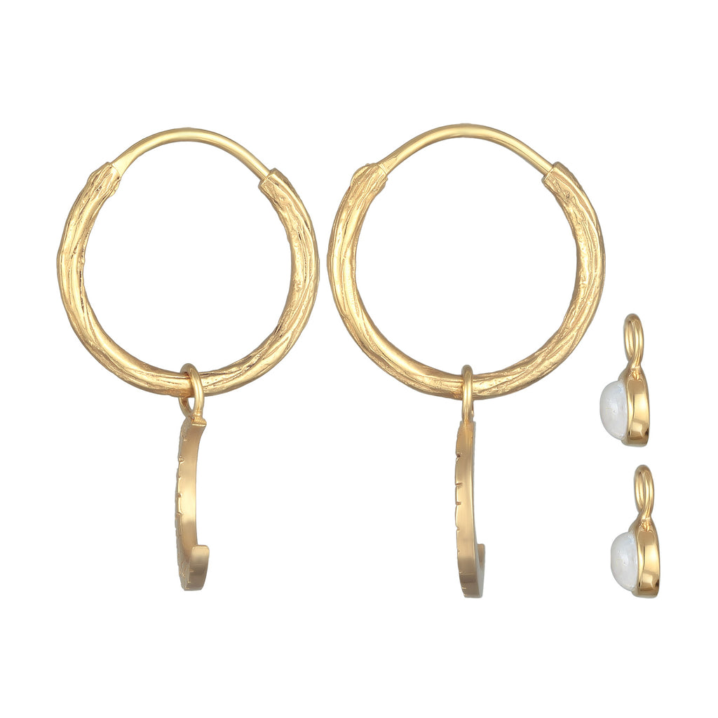 Gold Anting Perhiasan Perak 925 Wanita Creoles Crescent Moon Gold Plated