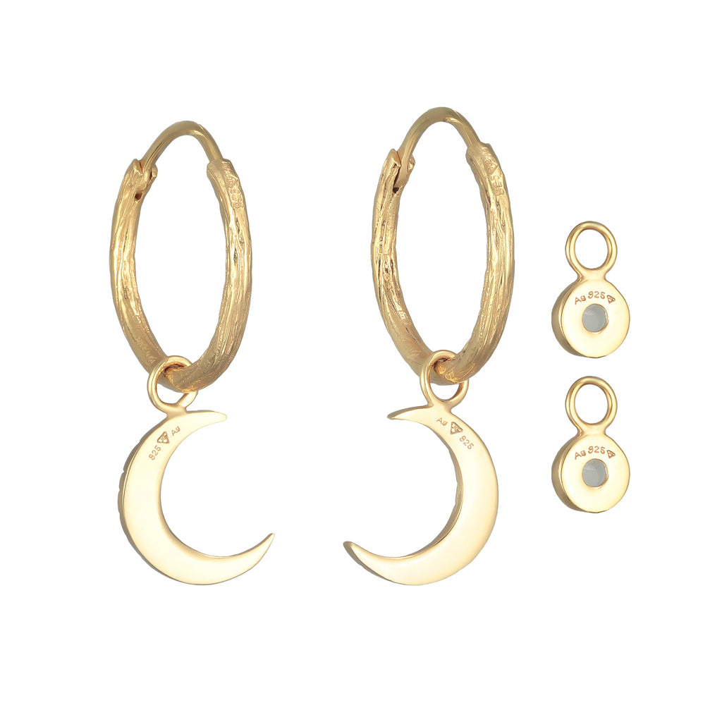 Gold Anting Perhiasan Perak 925 Wanita Creoles Crescent Moon Gold Plated
