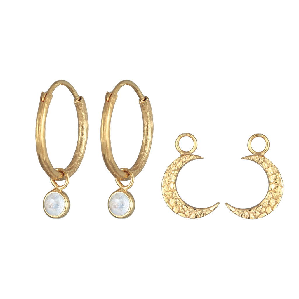 Gold Anting Perhiasan Perak 925 Wanita Creoles Crescent Moon Gold Plated