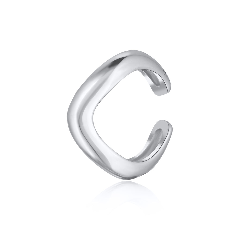 Silver Earrings Cuff Waves In 925 Sterling Silver