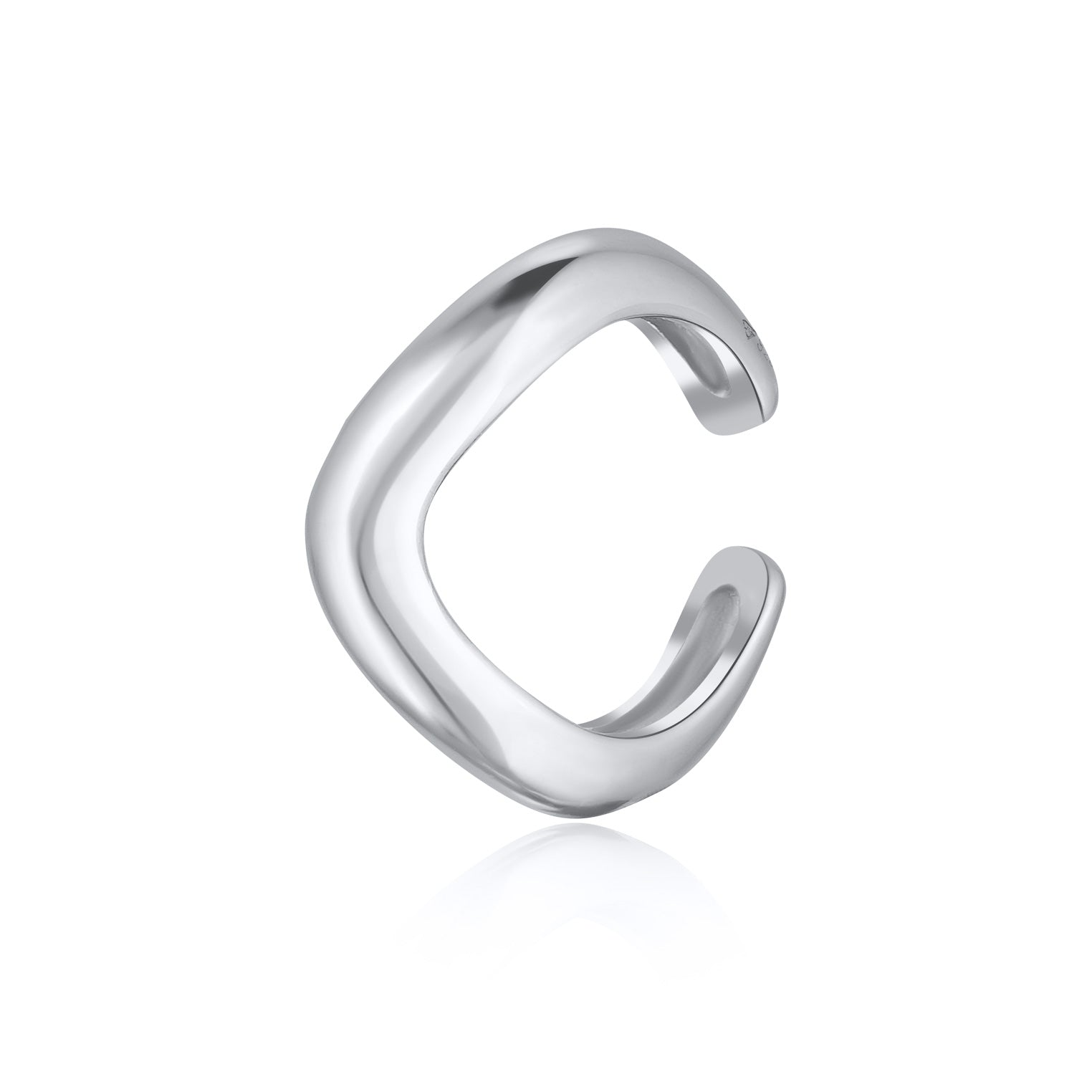 Silver Earrings Cuff Waves In 925 Sterling Silver