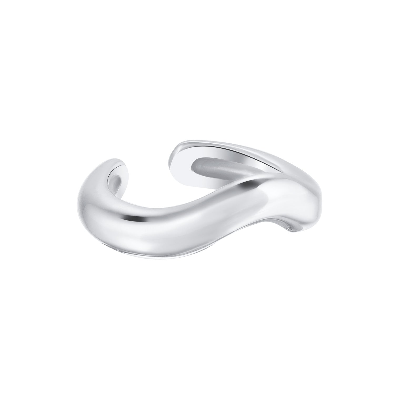 Silver Earrings Cuff Waves In 925 Sterling Silver