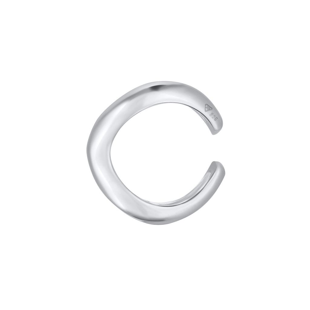 Silver Earrings Cuff Waves In 925 Sterling Silver