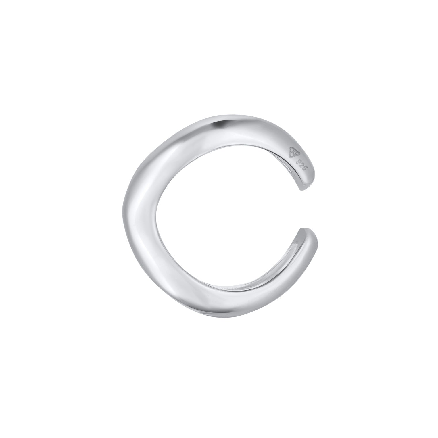 Silver Earrings Cuff Waves In 925 Sterling Silver