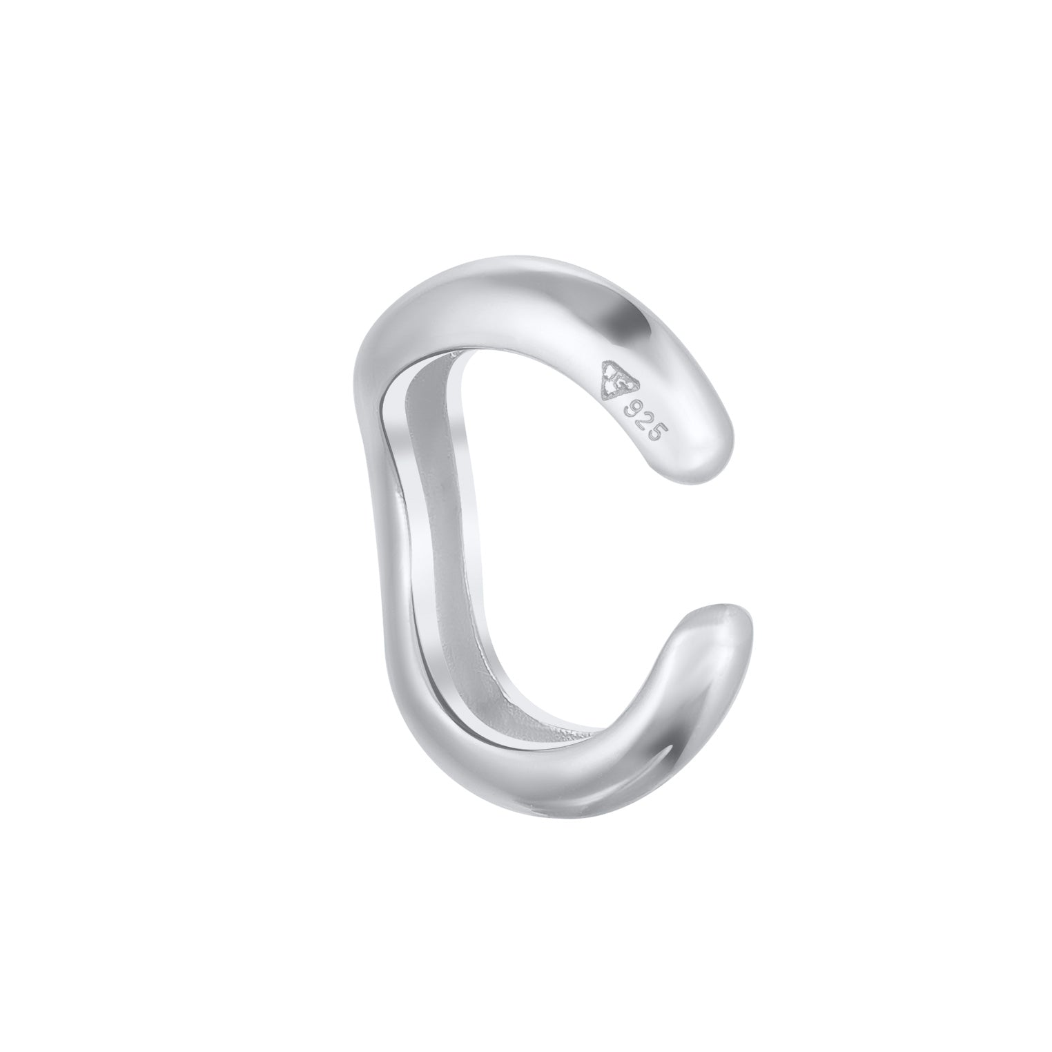 Silver Earrings Cuff Waves In 925 Sterling Silver