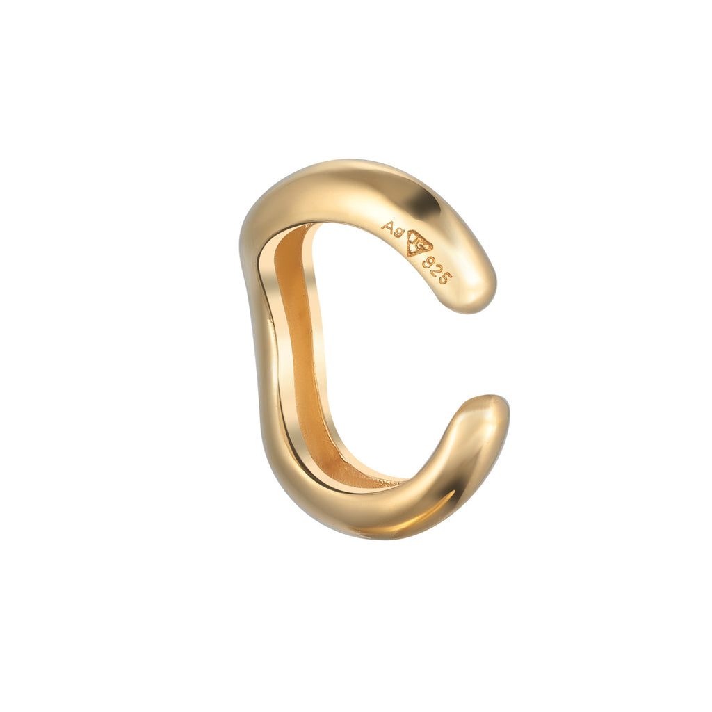 Single Wave Ear Cuff 925 Silver Gold Plated