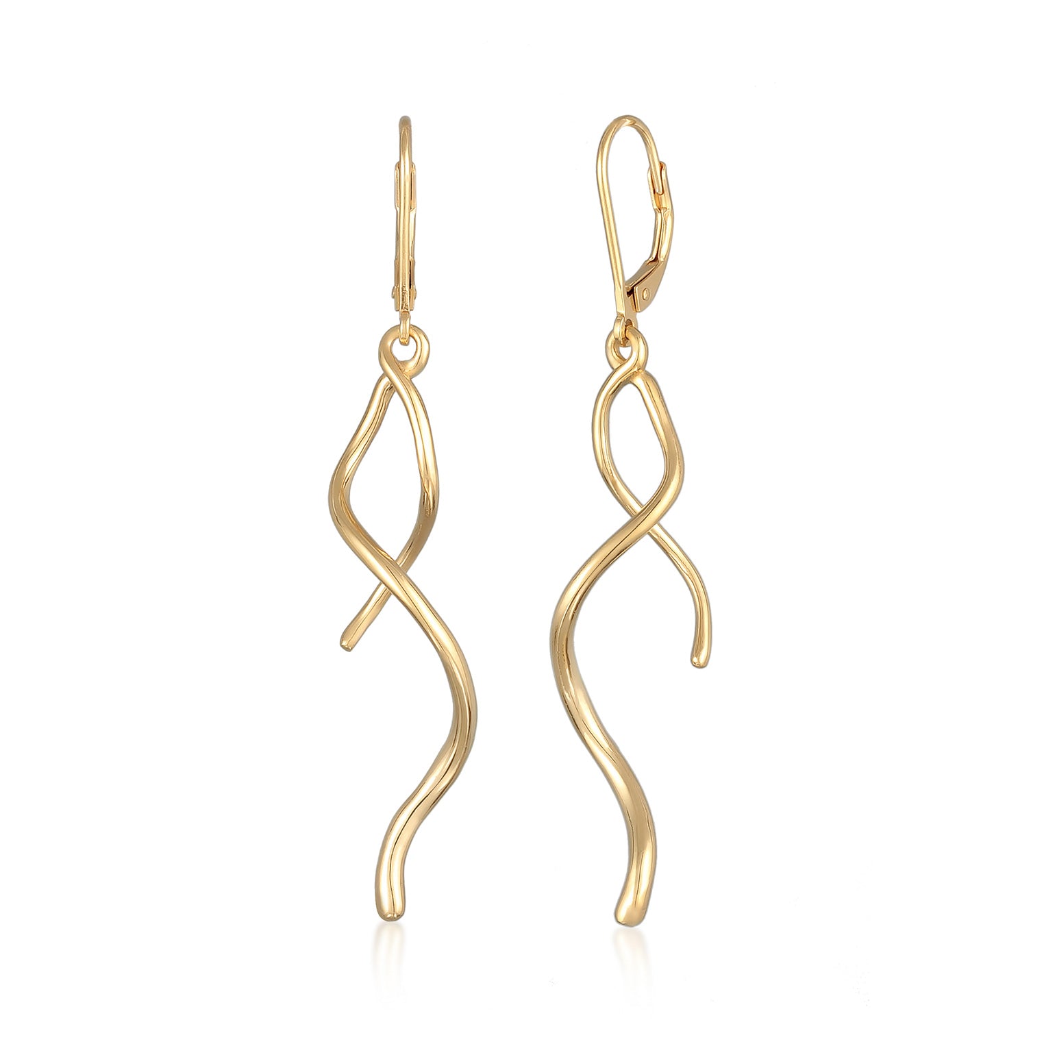 Gold Perhiasan Wanita Perak Asli - Silver Anting Ear Hanger Spiral Wave Twisted Gold Plated