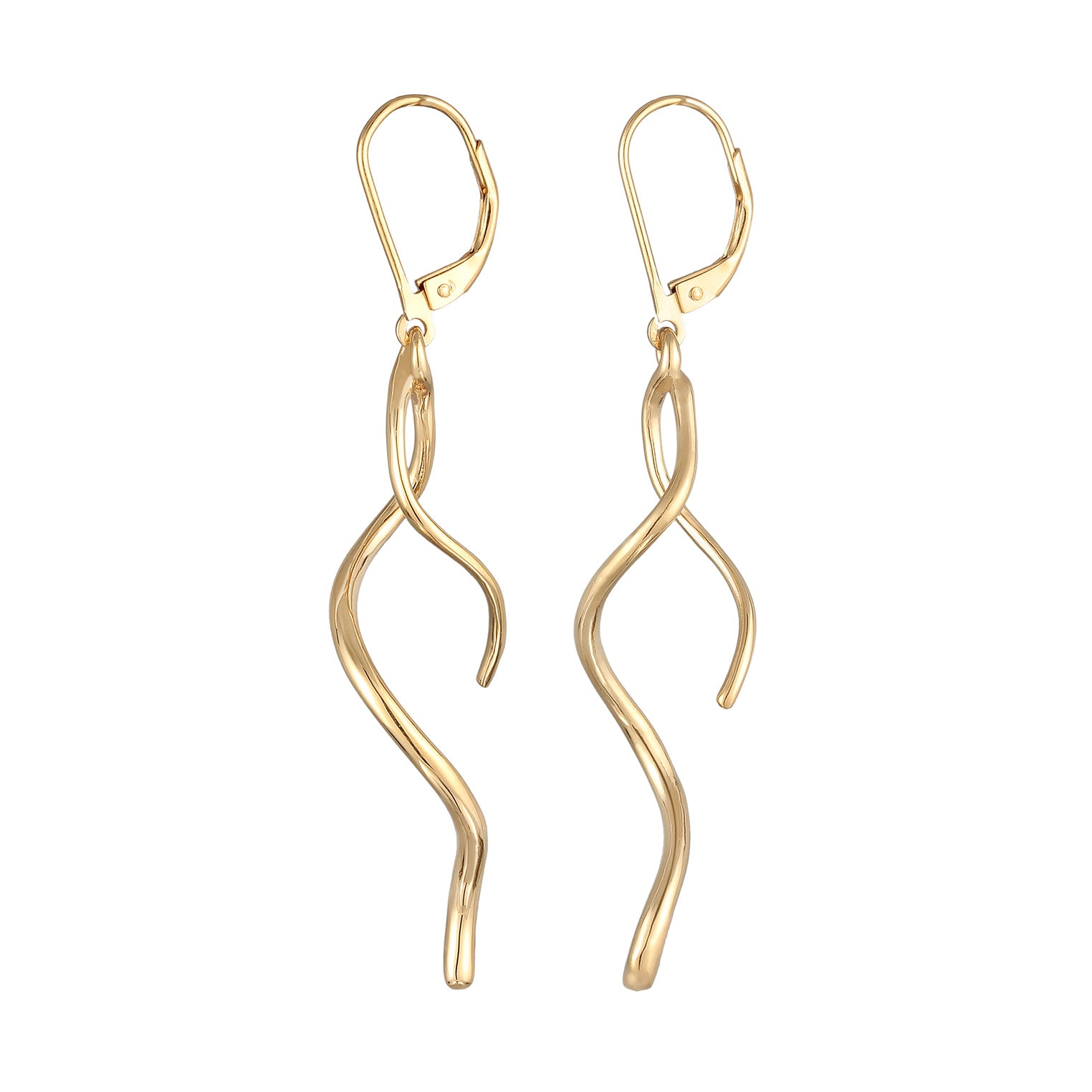 Gold Perhiasan Wanita Perak Asli - Silver Anting Ear Hanger Spiral Wave Twisted Gold Plated