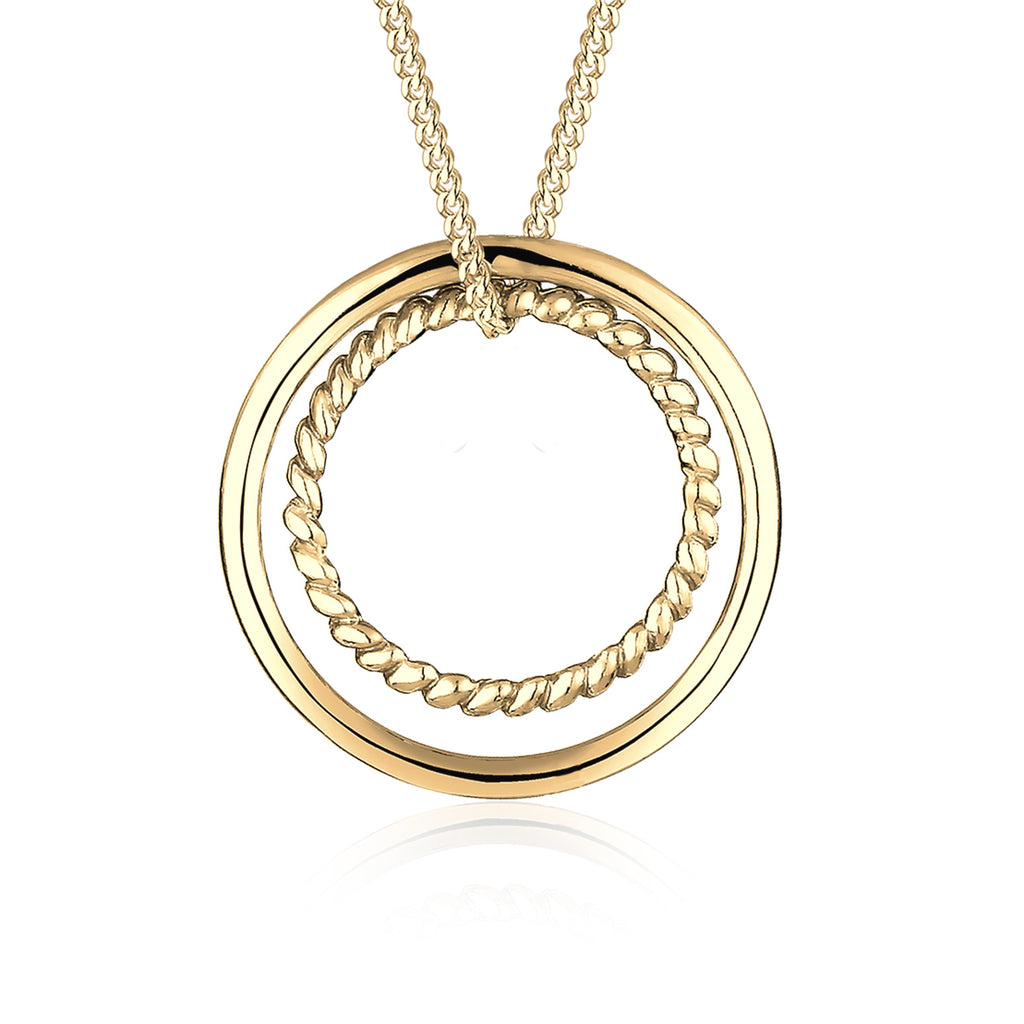 Gold Kalung Perhiasan Perak 925 Wanita Circle Ring Geo Basic Gold Plated