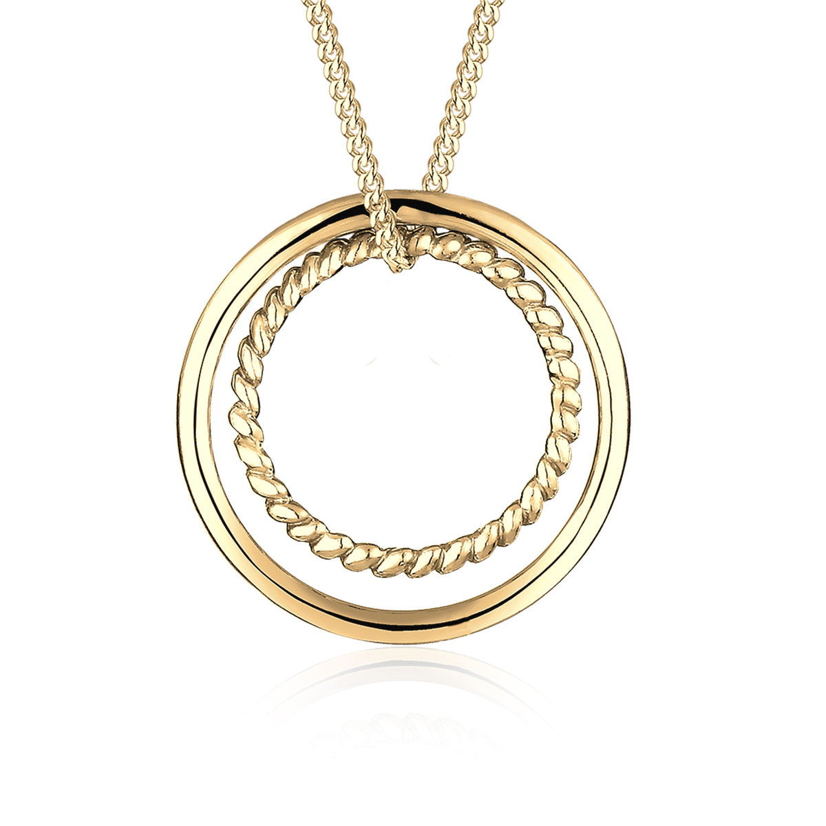 Gold Kalung Perhiasan Perak 925 Wanita Circle Ring Geo Basic Gold Plated